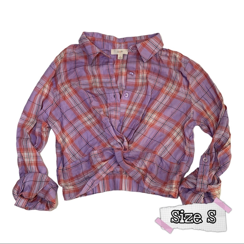 Pink/Purple Plaid Crop Top - Small